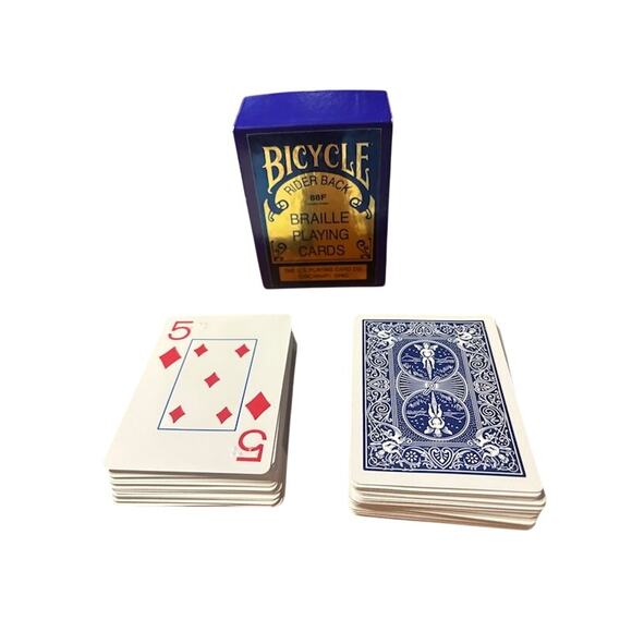 Bicycle Rider Back 88F Braille Playing Cards Complete Deck Original Blue Box - Picture 1 of 5